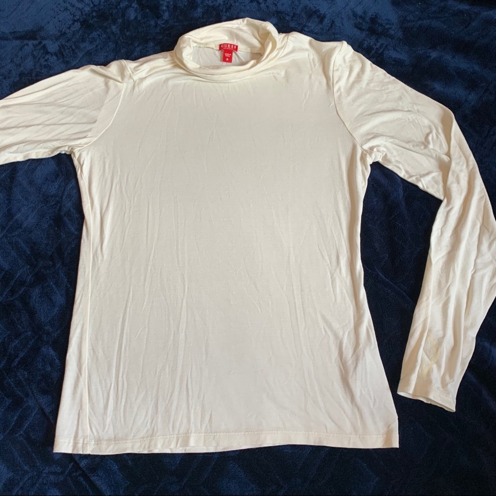 White Guess long sleeve shirt turtle neck stretchy